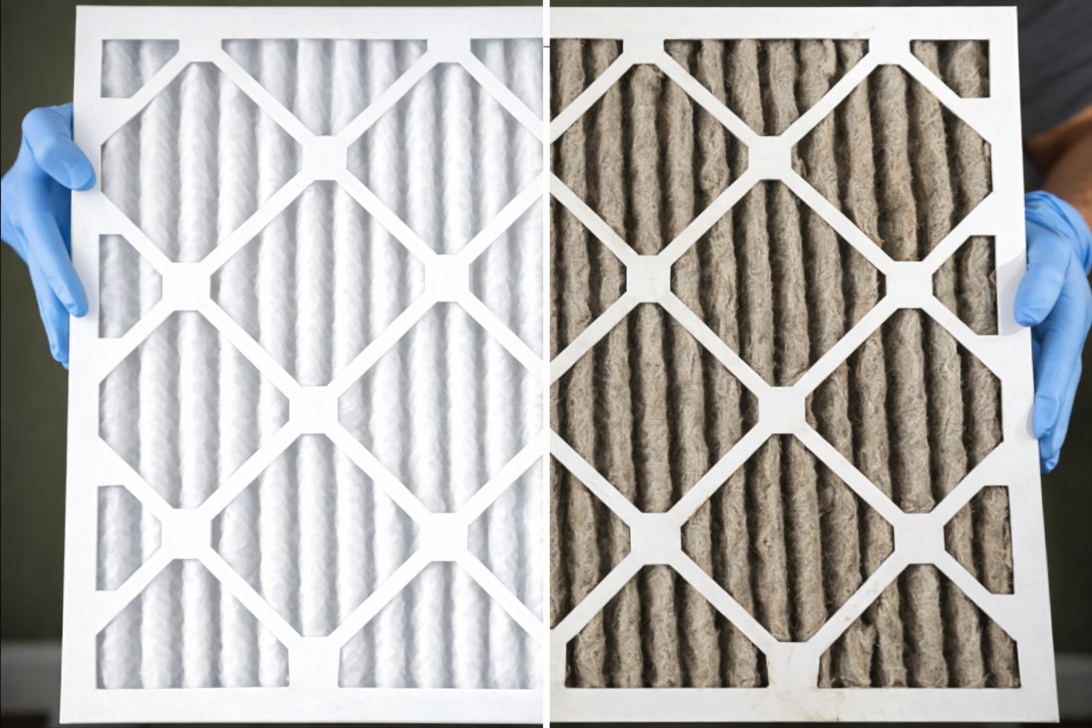 Clean vs dirty HVAC filters