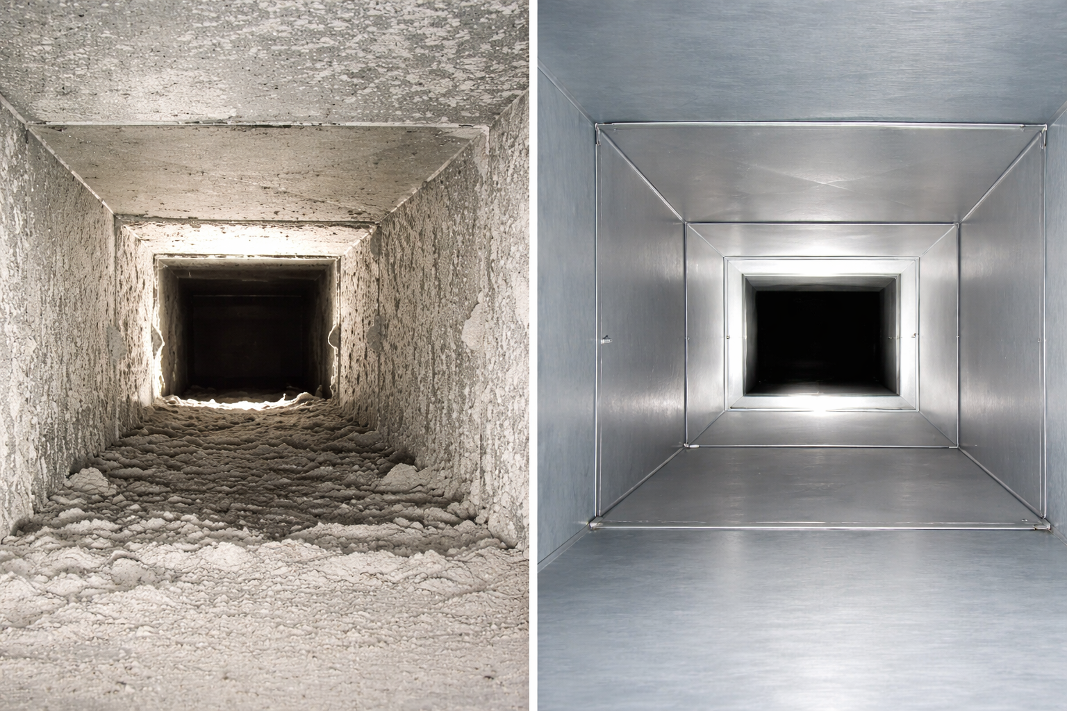 Dirty versus clean air ducts comparison